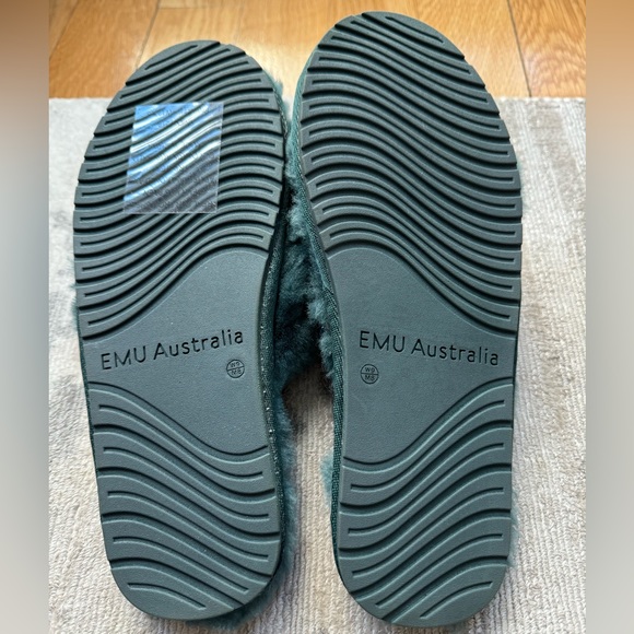 NWOT Emu Australia for Anthropologie Deep Teal Sheepskin Slippers with Gems, US9 - Picture 6 of 8